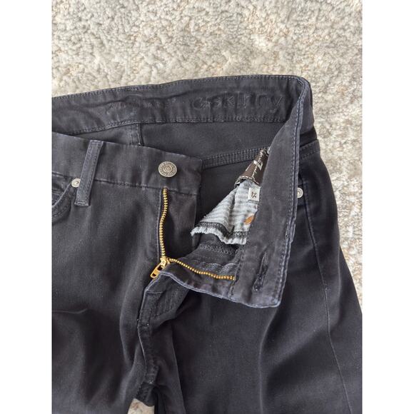 7 For All Mankind Sz 25 Skinny Tapered Leg Dark Denim Jeans Pants Black Stretch - Picture 9 of 13